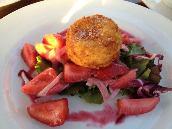 Warm goat cheese with a crispy crust on froofy salad thing. It was awesome.