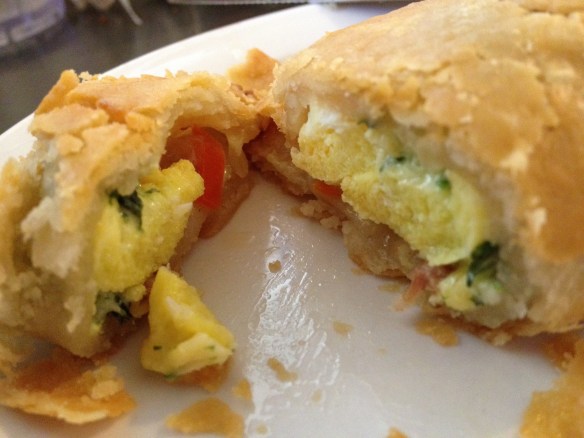 The bacon and egg handheld isn't exactly a typical Hawaiian breakfast, but it sure is tasty.