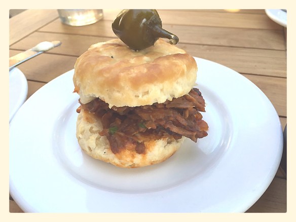 Brisket contained within biscuit.
