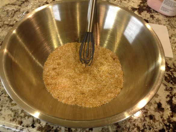 Whisking together the dry mix first helps ensure an even distribution of curing salt.