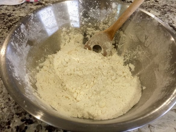 It's not an exact science. Just get your dry mix to look more or less like this.