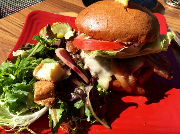 There was a giant wafer of fried cheese stuck in the top of my burger as a garnish. Epic win.