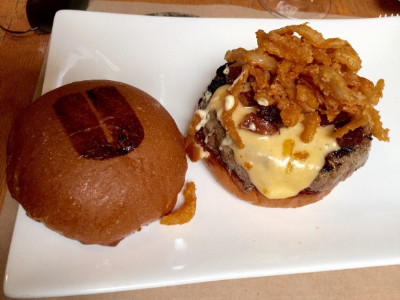 Hey, my hamburger bun still has the label on it.